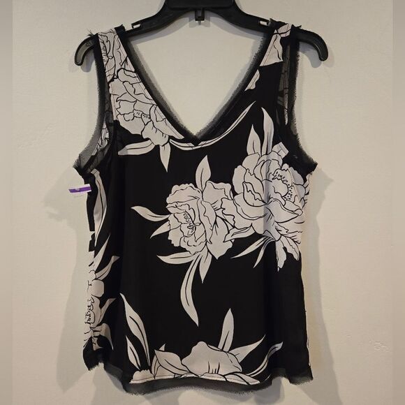 Halogen Raw Edge Floral Print Tank NWOT - Picture 3 of 5